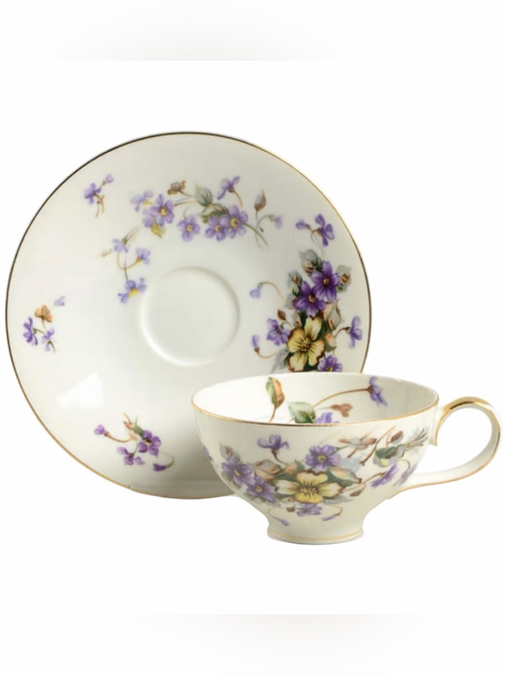 Vintage Meito China Teacup & Saucer Set Adele Pattern Japan Violets like new - Picture 7 of 7